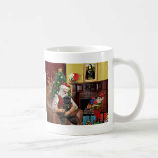 Caneca De Café Pug Preto do Papai Noel