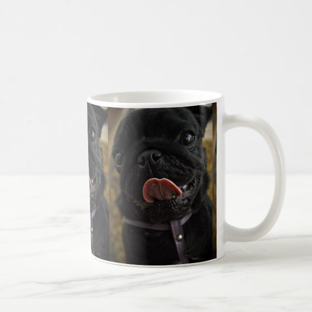 Caneca De Café pug preto lambendo (Direita)
