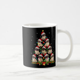 Caneca De Café Pug Santa Hat Árvore de Natal Luz Xmas Pugmas Do
