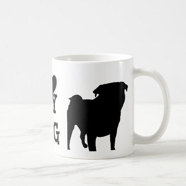 Caneca De Café Pug Silhouette (Direita)