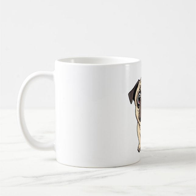 Caneca De Café Pug Surpreendido - Face Chocada (Esquerda)
