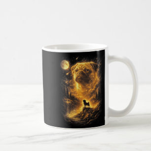Caneca De Café Pug uivando lua vintage 90s meme cachorro amante d