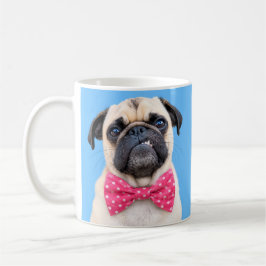 Caneca De Café Pug Usando Laço Rosa