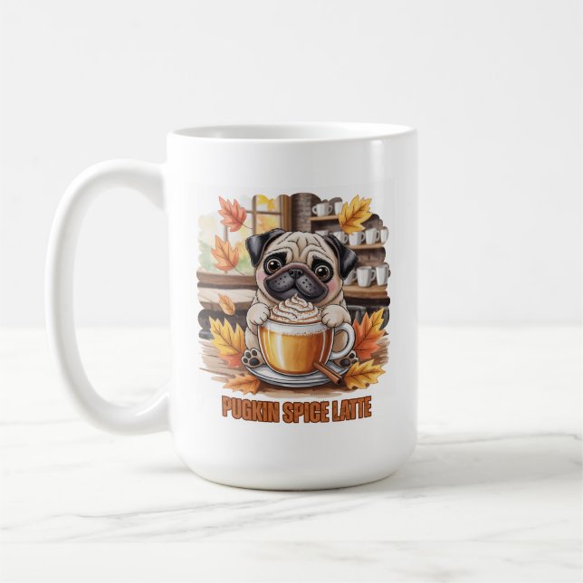 Caneca De Café Pugkin Spice Latte – Design de Café de Pug de Outo (Esquerda)