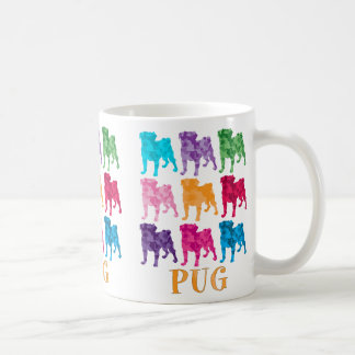 Caneca De Café Pugs coloridos brilhantes da camuflagem