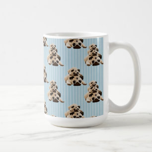 Caneca De Café Pugs em listras azuis