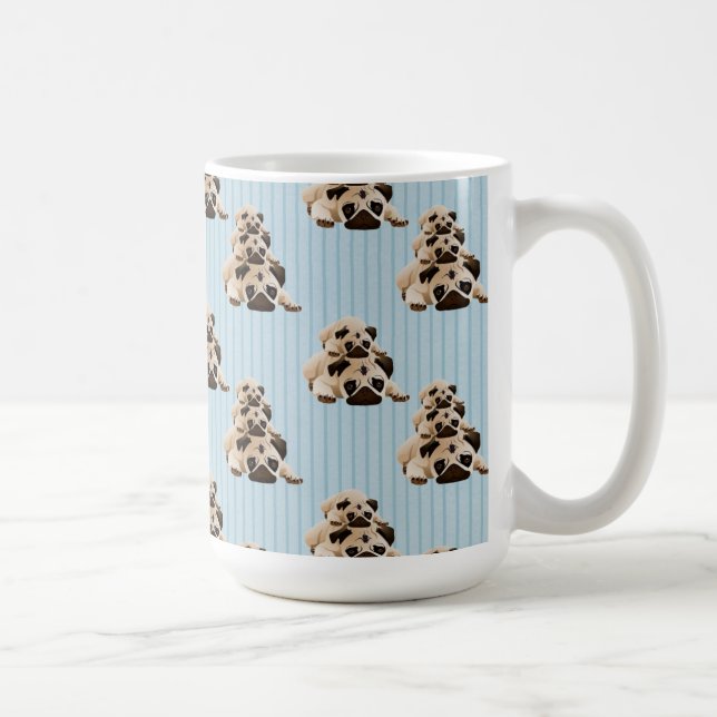 Caneca De Café Pugs em listras azuis (Direita)