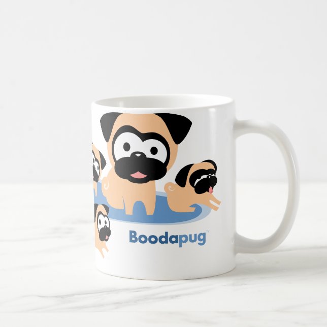 Caneca De Café Pugs inteiros de Lotta (azuis) (Direita)