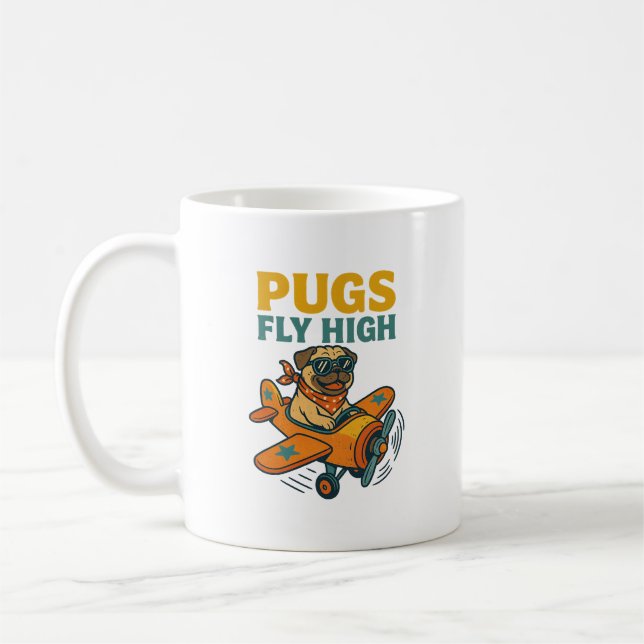Caneca De Café Pugs Voam Alto (Esquerda)