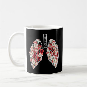 Caneca De Café Pulmões Anatômicos E Flores