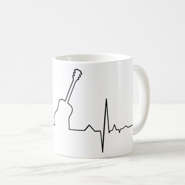 Caneca De Café Pulsação do coração da guitarra acústica (Frente Esquerda)