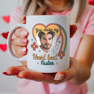 Caneca De Café Pulso Retroativo de Namorados Personalizável, Pers