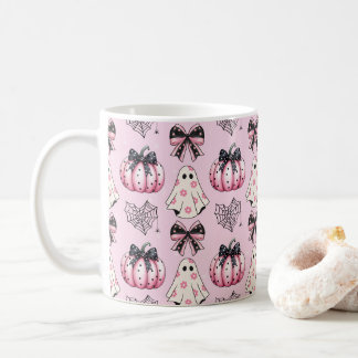 Caneca De Café Pumpkin, Coleta Rosa, Fantasma Padrão do Halloween