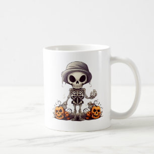Caneca De Café Pumpkin de Bruxa de Halloween de Skeleton bonito