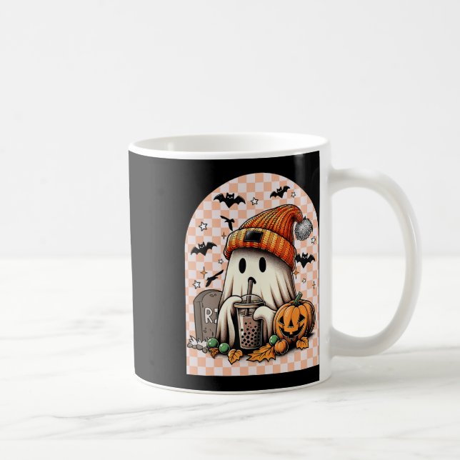 Caneca De Café Pumpkin de café verde-Bebendo-fantasma (Direita)