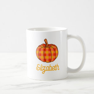 Caneca De Café Pumpkin de Xadrez de Groovy Retro Verificado no Aç