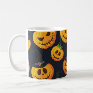 Caneca De Café Pumpkin do Halloween: Padrão da Bruxa do Vintage