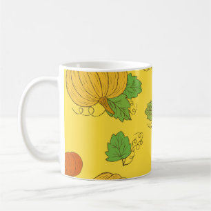 Caneca De Café Pumpkin Doodle: Mão Desenhada Sem Costura