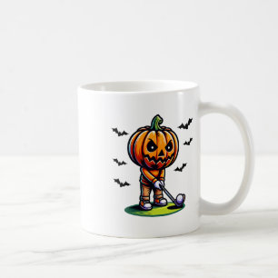 Caneca De Café Pumpkin Jogando Golfe Halloween Esportiva Engraçad
