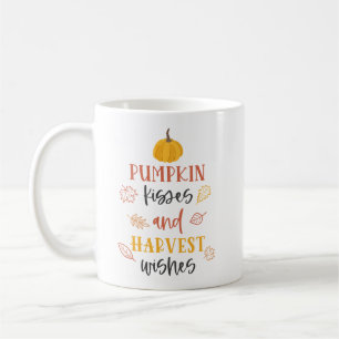 Caneca De Café Pumpkin Kisses & Harvest Deseja Café de Ação de