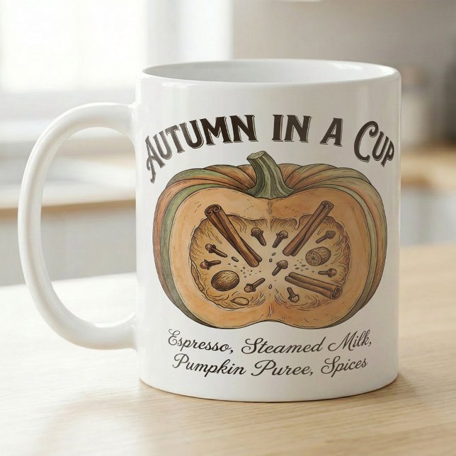 Caneca De Café Pumpkin Latte Anatomy Autumn Ingredients (Criador carregado)
