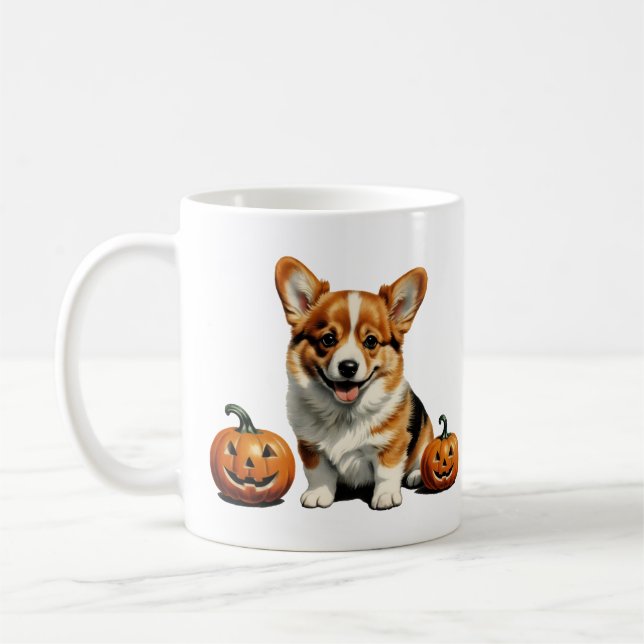 Caneca De Café Pumpkin Patch Corgi (Esquerda)