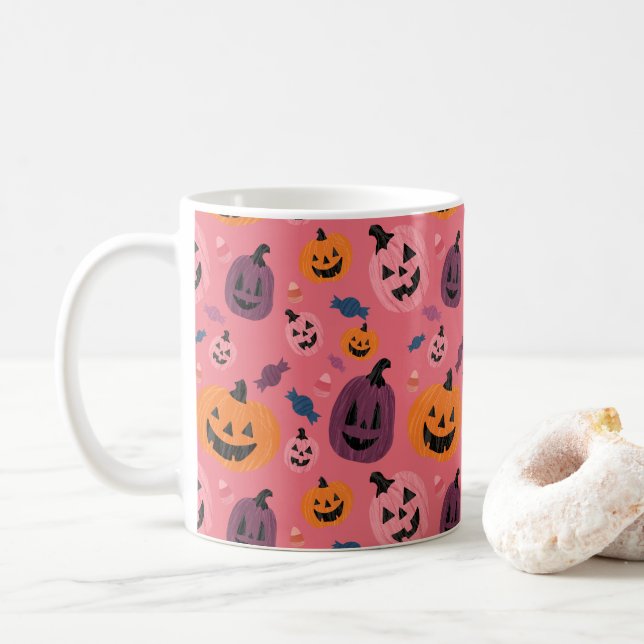 Caneca De Café Pumpkin Pumpkin de Halloween Bonito (Com Donut)