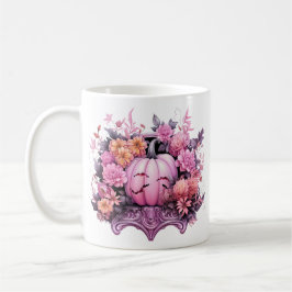 Caneca De Café Pumpkin Rosa Floral do Halloween