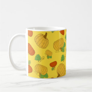 Caneca De Café Pumpkin sem problemas. Pano de rabo desenhado à mã