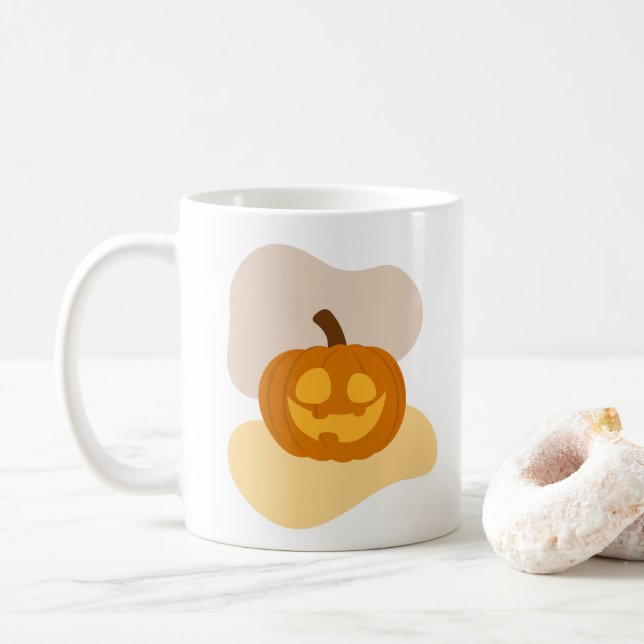 Caneca De Café Pumpkin Spice & Abstrato Blob Shapes Halloween (Com Donut)