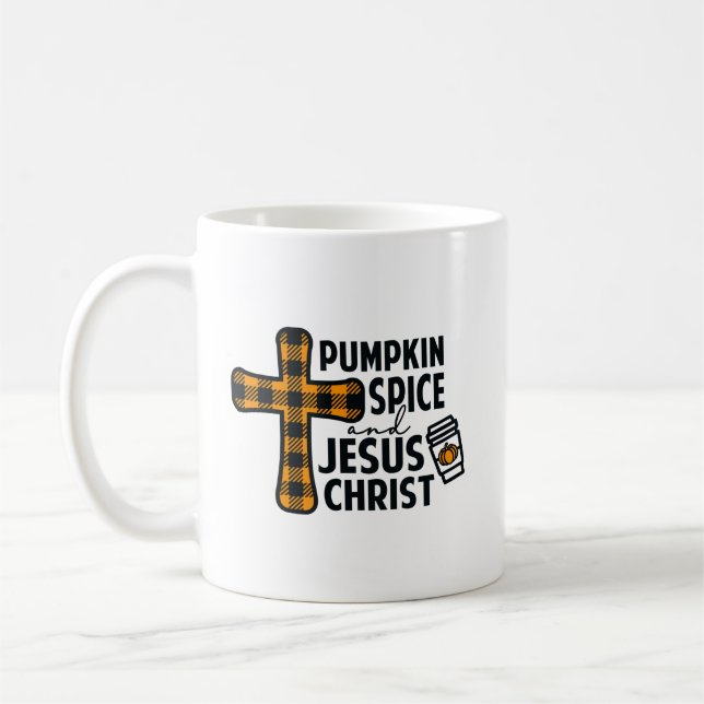 Caneca De Café Pumpkin Spice e Jesus Cristo (Esquerda)