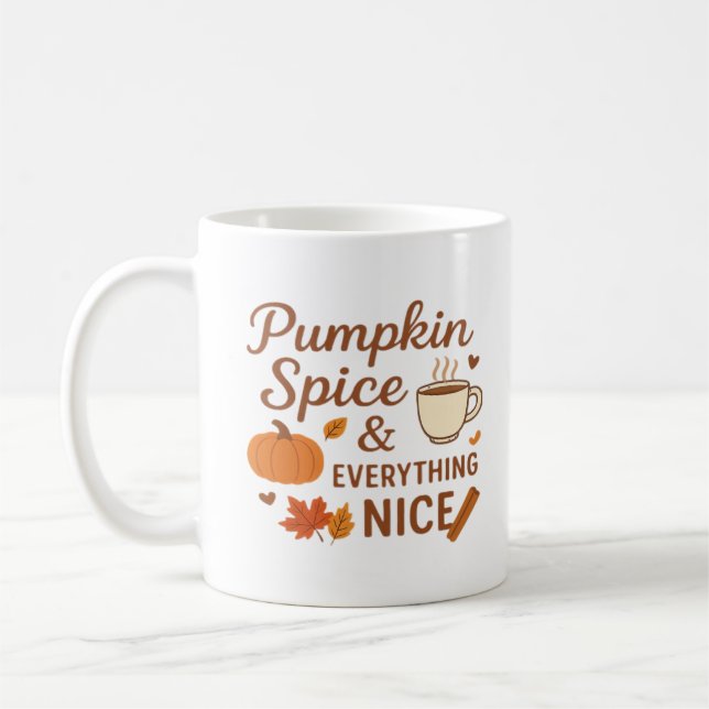 Caneca De Café Pumpkin Spice E Tudo O Que É Bonito Queda Design (Esquerda)