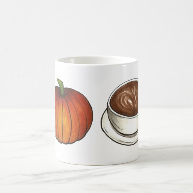 Caneca De Café Pumpkin Spice Latão Café Laranja Pumpkins Mug (Centro)