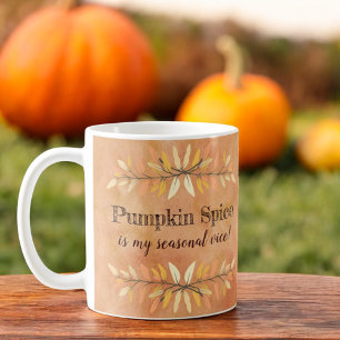 Caneca De Café Pumpkin Spice Seasonal Vice Autumn Leaf Borders
