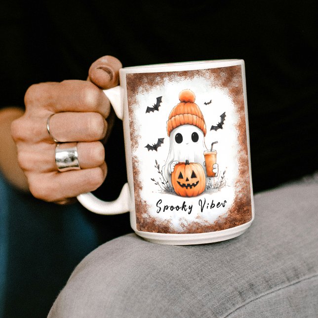 Caneca De Café Pumpkin Spice Spooky Vibes Personalizadas (Criador carregado)