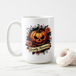 Caneca De Café Pumpkin Vintage Doce-Assombrado Floral Halloween