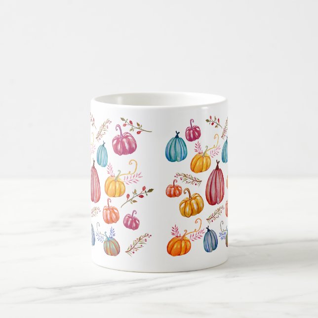 Caneca De Café Pumpkin Watercolor Art Custom Mug (Centro)
