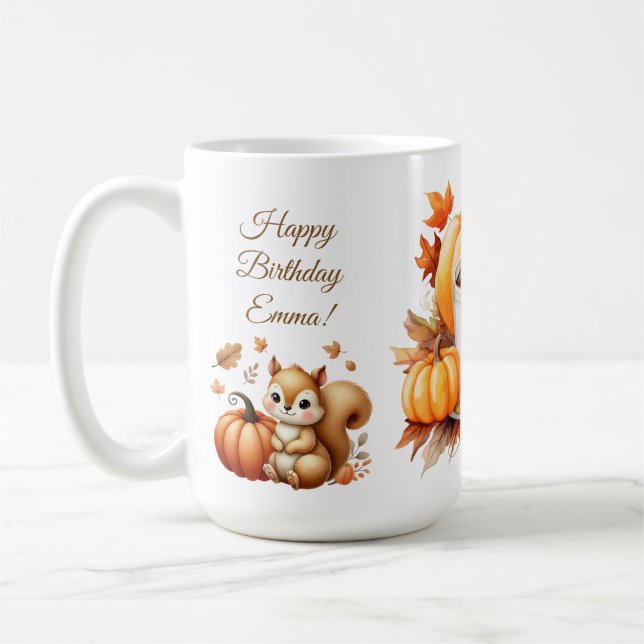 Caneca De Café Pumpkin Wildflower Fall Watercolor Aniversário (Esquerda)