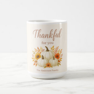 Caneca De Café Pumpkins de queda e girassóis Ação de Graças Ele