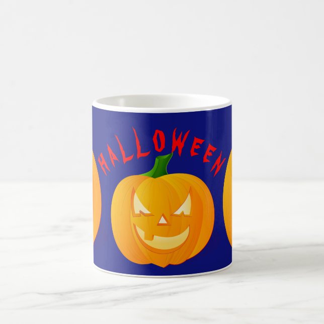 Caneca De Café Pumpkins e Halloween Blue Coffee Mug (Centro)