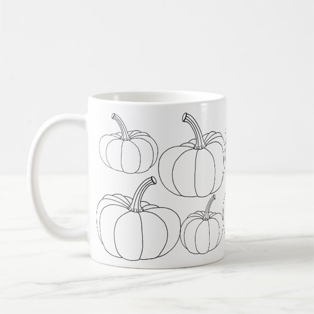 Caneca De Café Pumpkins Moderno do Dia das Bruxas Preto e Branco (Esquerda)