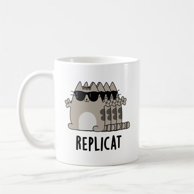 Caneca De Café Pun Gato Replicado Funny Replicado Replicado Repli (Esquerda)