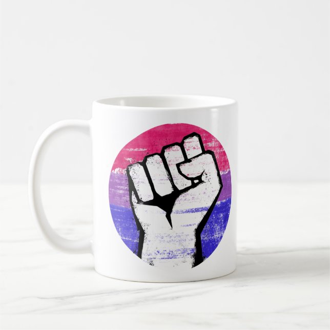 Caneca De Café Punho de Orgulho Bissexual Impressão em Círculo (Esquerda)