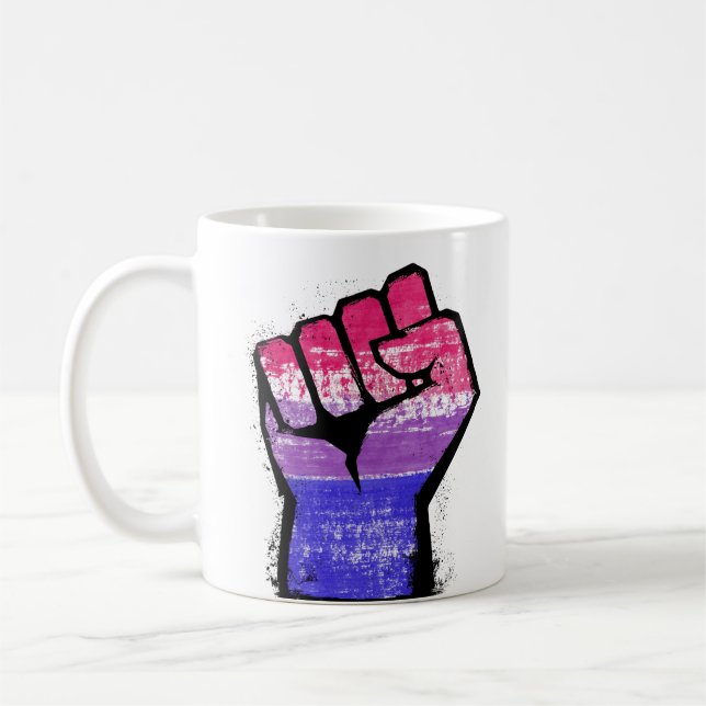 Caneca de Café Punho de Protesto Bissexual (Esquerda)
