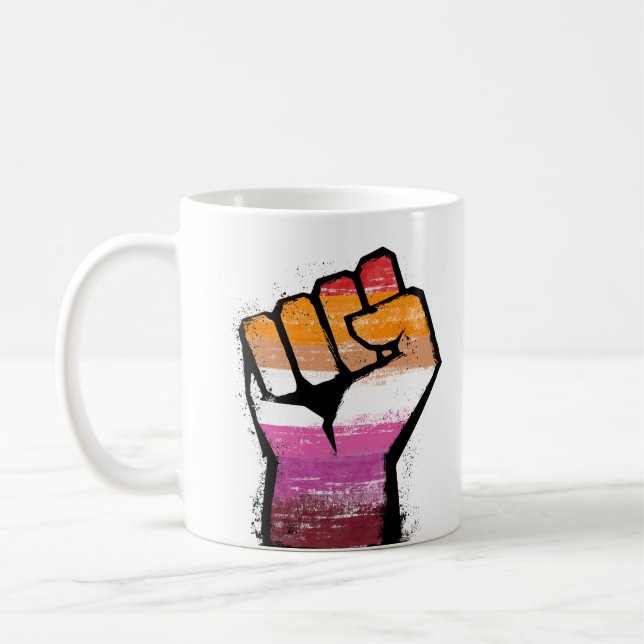 Caneca de Café Punho de Protesto Lésbico (Esquerda)