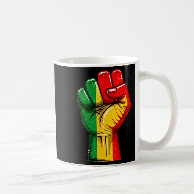 Caneca De Café Punho do Poder Negro Bandeira Pan-Africana Erguida (Direita)