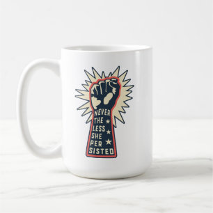 Caneca De Café Punho Erguido Feminista Vermelho Azul Apesar Disso