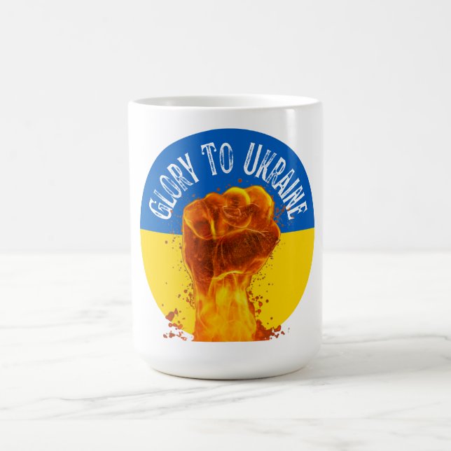 Caneca De Café Punho Flamejante Bandeira da Ucrânia Resistência  (Centro)