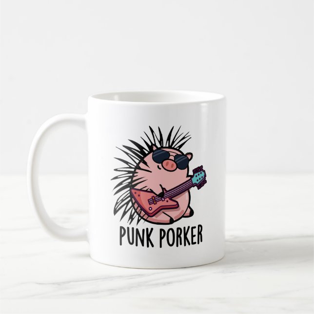 Caneca De Café Punk Porker Funny Punk Rocker Pun (Esquerda)