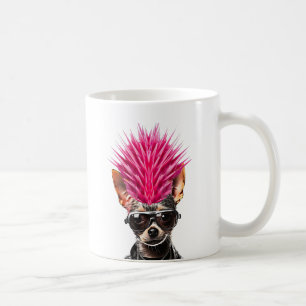 Caneca De Café Punk Rock Chihuahua Pink Mohawk Music Pover Pet Do